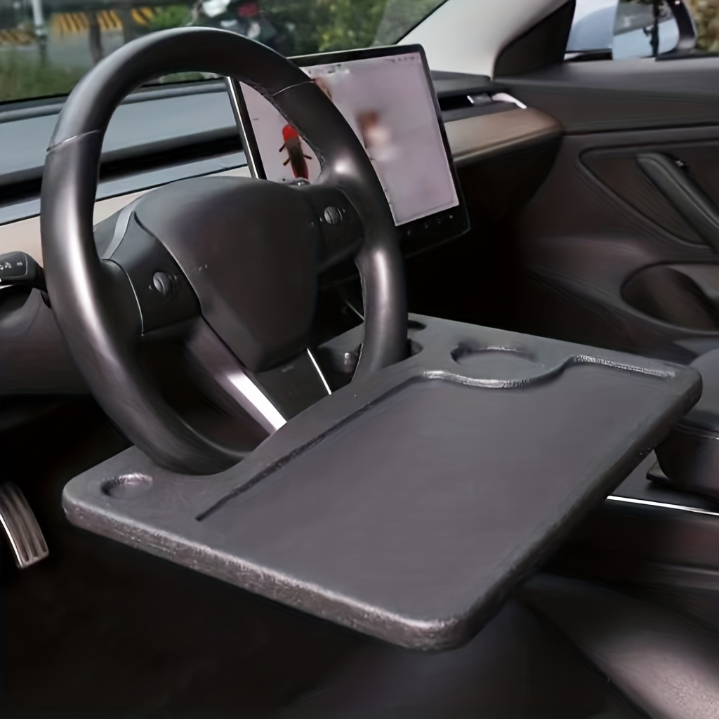Desk Setup For Laptop - 車用トレイ ポータブルカーラップトップコンピューターデスクスタンド 食事用/仕事用 車のハンドル用ダイニングテーブル ほとんどの車に対応 ブラケット付きドリンクトレイボード