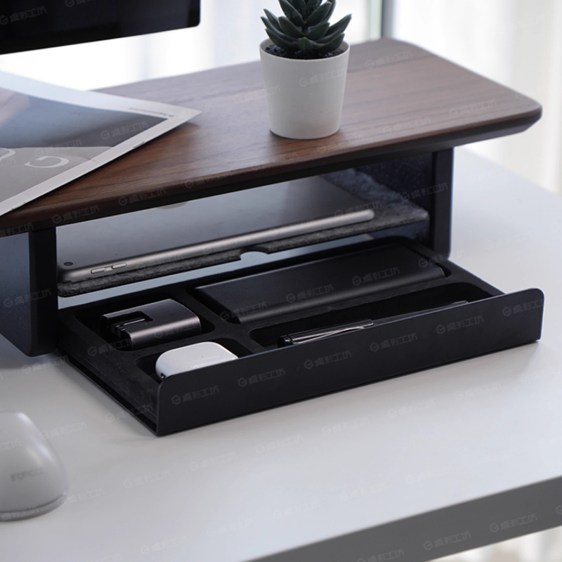 Desk Setup Shelf - モニタースタンドライザー収納引き出しオフィスデスクオーガナイザーコンピュータ収納棚人間工学に基づいたデスクアクセサリーホームオフィスセットアップ用