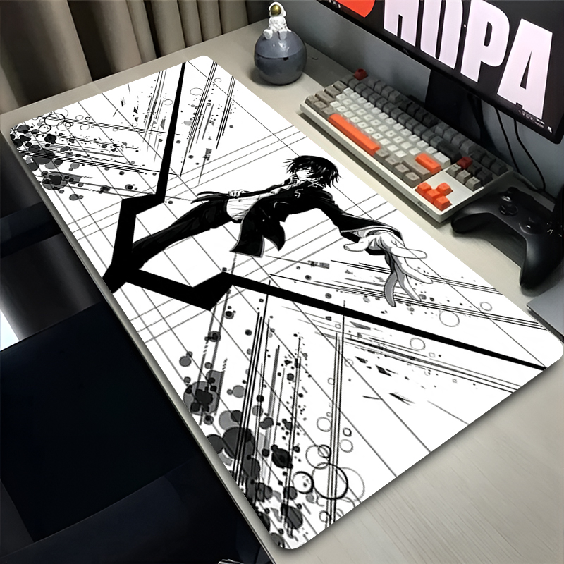 Desk Setup Essentials - 特大マウスパッド コードギアス ホワイトアニメ カーペット 90x40cm マウスパッド