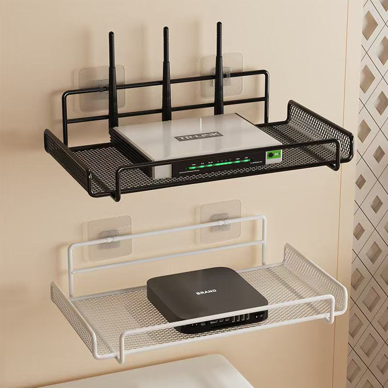 Cable Box Organizer - ステンレス製壁掛けルーターシェルフ、穴あけ不要、省スペースオーガナイザー、テレビ台、キーホルダー、リビングルームの小物収納