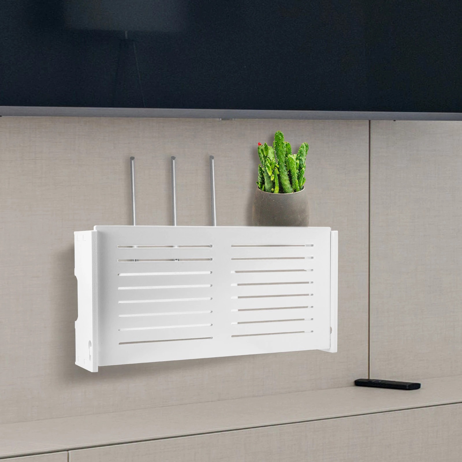 Cable Box Organizer - 新入荷-人気商品-壁掛け式Wi-Fiルーター収納ボックス ワイヤレスパネルシェルフ 電源タップブラケット ケーブルオーガナイザー ホームデコレーション