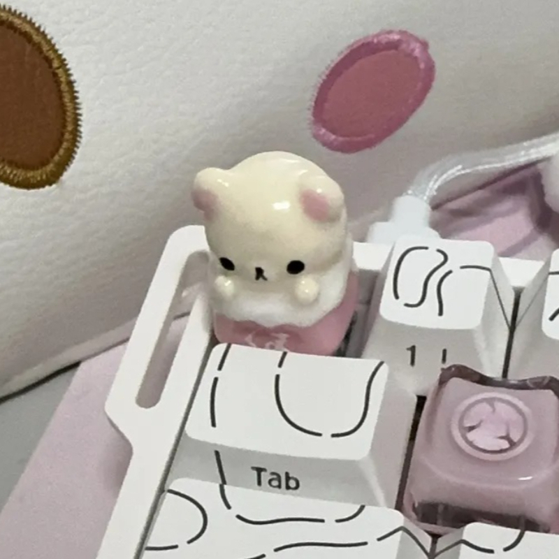Desk Setup Essentials - かわいいリラックマキーキャップ リラックスベア アーティザンアニメキーキャップ メカニカルキーボード用 究極のデスクセットアップ 女の子への必須ギフト
