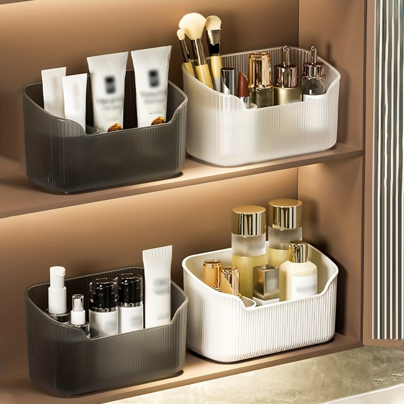 Desk Setup Shelf - 多機能化粧品収納ボックス、メイクアップコンテナ付きデスクトップオーガナイザーシェルフ、オフィス、学校、バスルーム用の鉛筆ホルダー