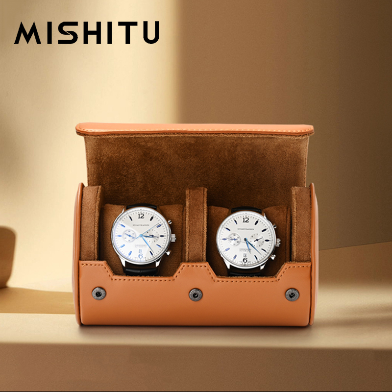 Cable Box Organizer - MISHITU 1/2/3 スロット時計収納ロールトラベルバッグポータブルヴィンテージレザー時計ディスプレイボックス収納袋時計オーガナイザー男性ギフト