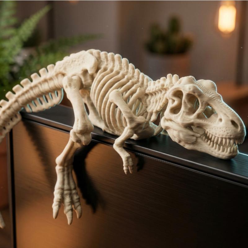 Desk Setup Gift Ideas - 寝ているティラノサウルスレックスのモニターオーナメント、キュートな3Dプリント恐竜デコレーション、ゲーミングセットアップデスクデコレーション、ゲーマーボーイへのギフトアイデア