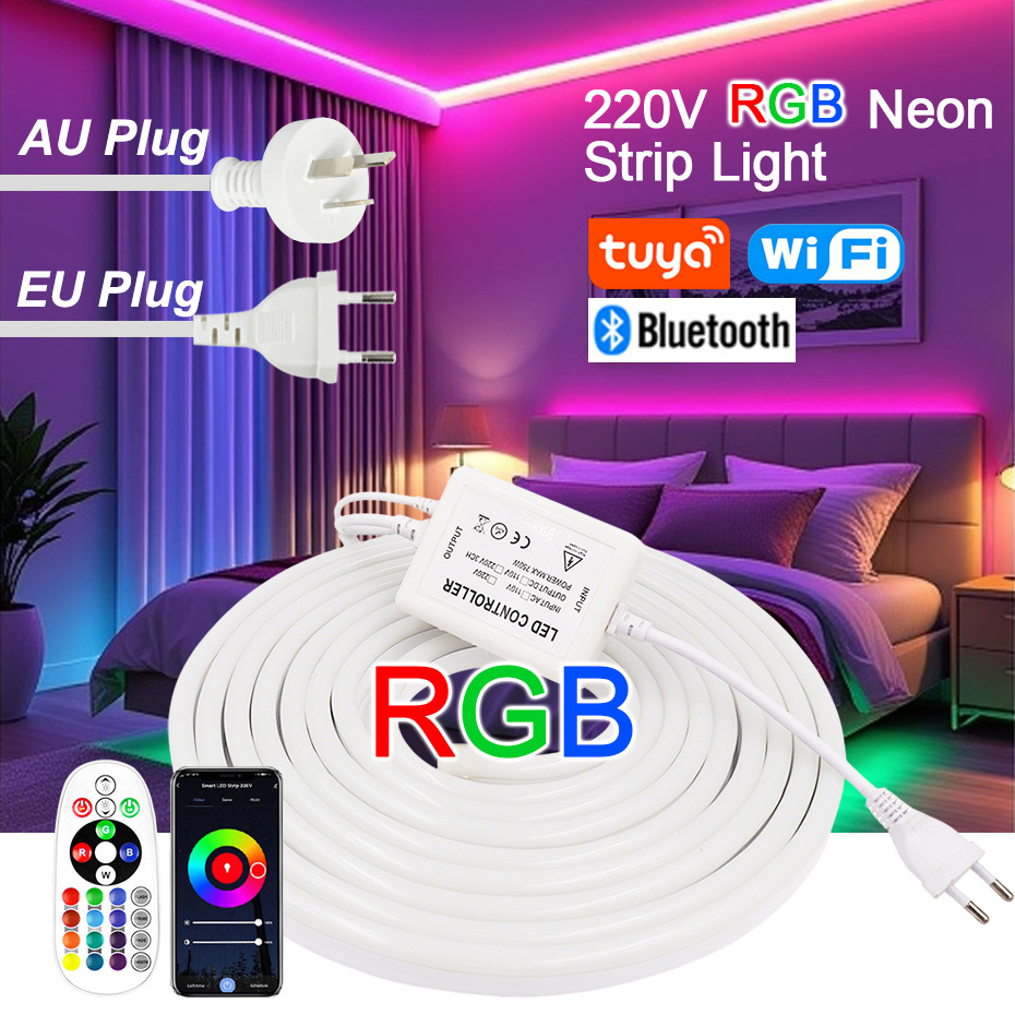 Power Strip Flat - 220V RGB LED ネオンストリップ EU AU