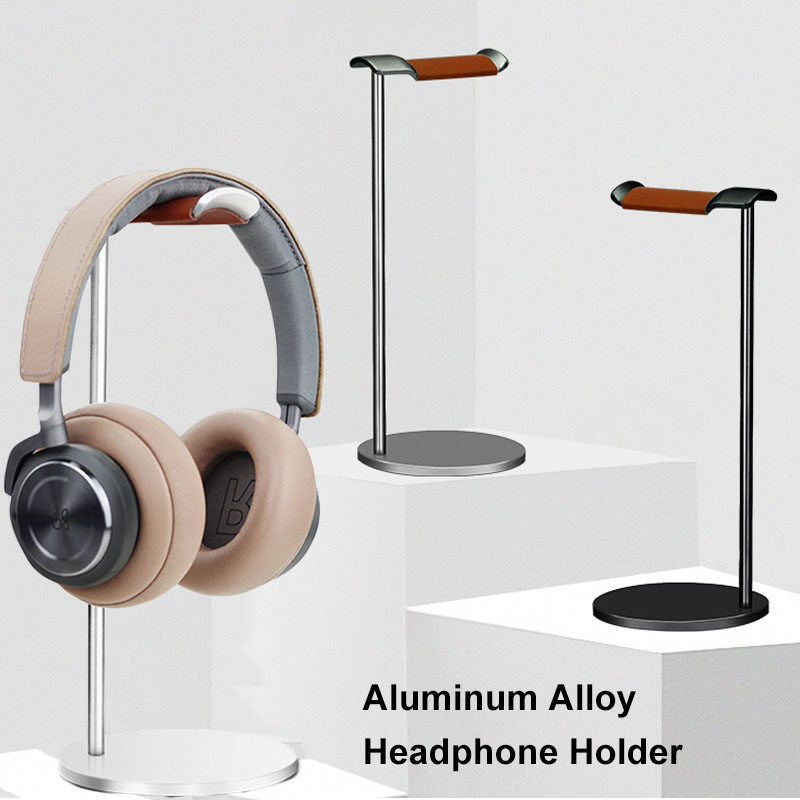 Desk Setup Game - 湾曲したアルミニウム製ヘッドフォンスタンドラック頑丈な金属製ゲーミングヘッドセットイヤホンホルダーハンガー、テーブルデスクディスプレイ用の固体ベース付き
