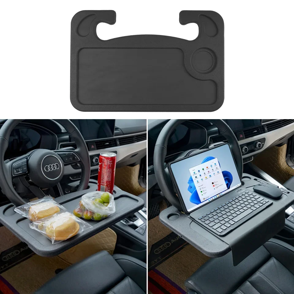 Desk Setup For Laptop - ポータブル車のラップトップコンピュータデスクマウントスタンド食べる仕事車のステアリングホイールダイニングテーブルブラケットドリンク食品コーヒートレイボード