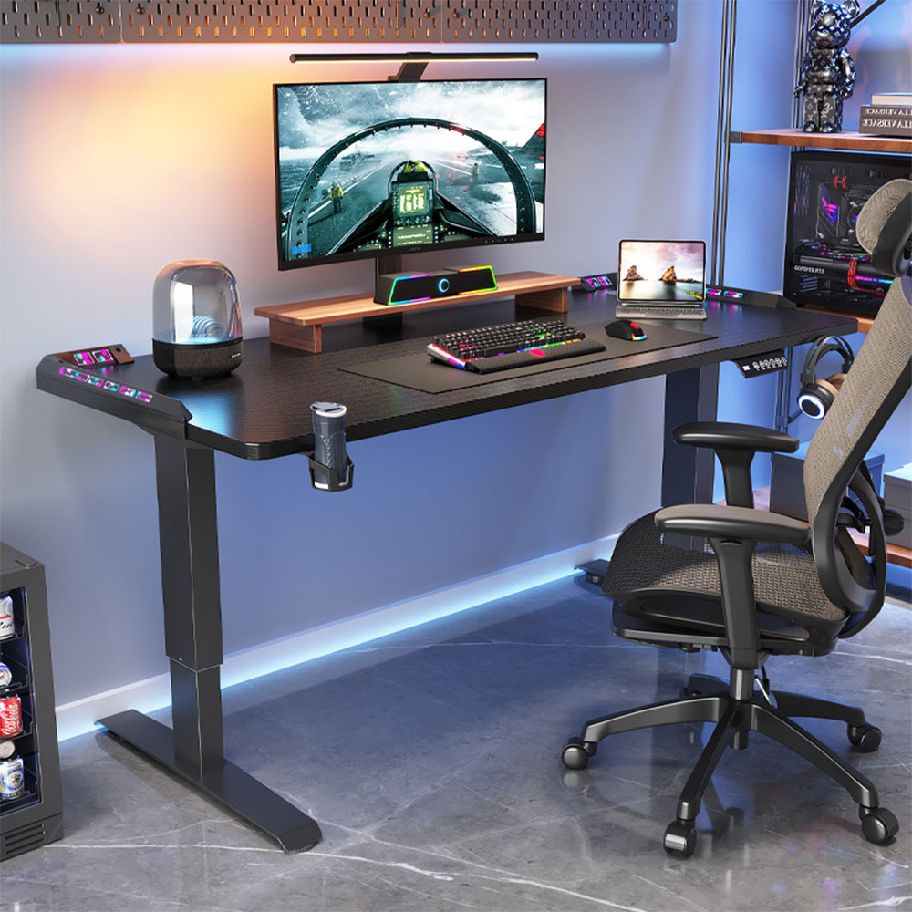Desk Setup Game - 高さ調節可能な電動昇降式デスク、シットスタンドコンピューターテーブル、電動ゲーミングデスクトップ、モダンなホームオフィスデスク