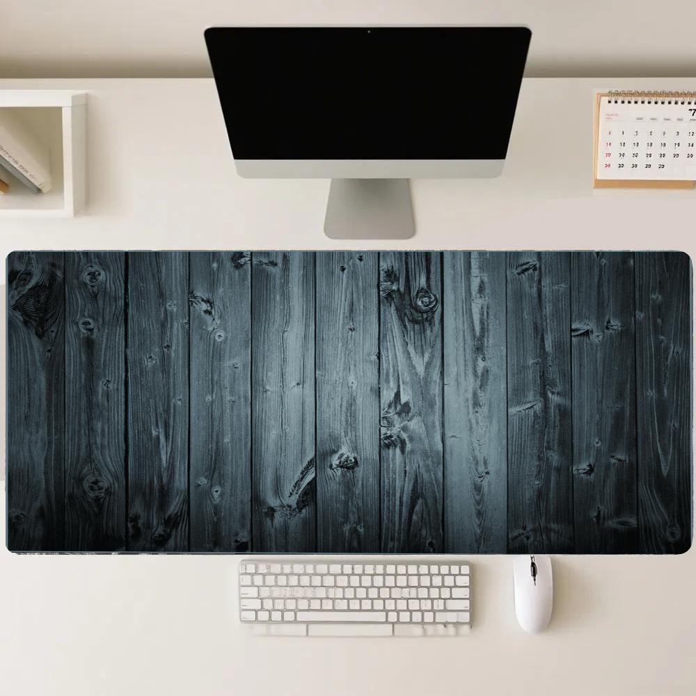 Desk Setup Black And Wood - 黒い木製マウスパッド デスクアクセサリー デスクマット ゲーミングマット デスク装飾用品 マウスパッド