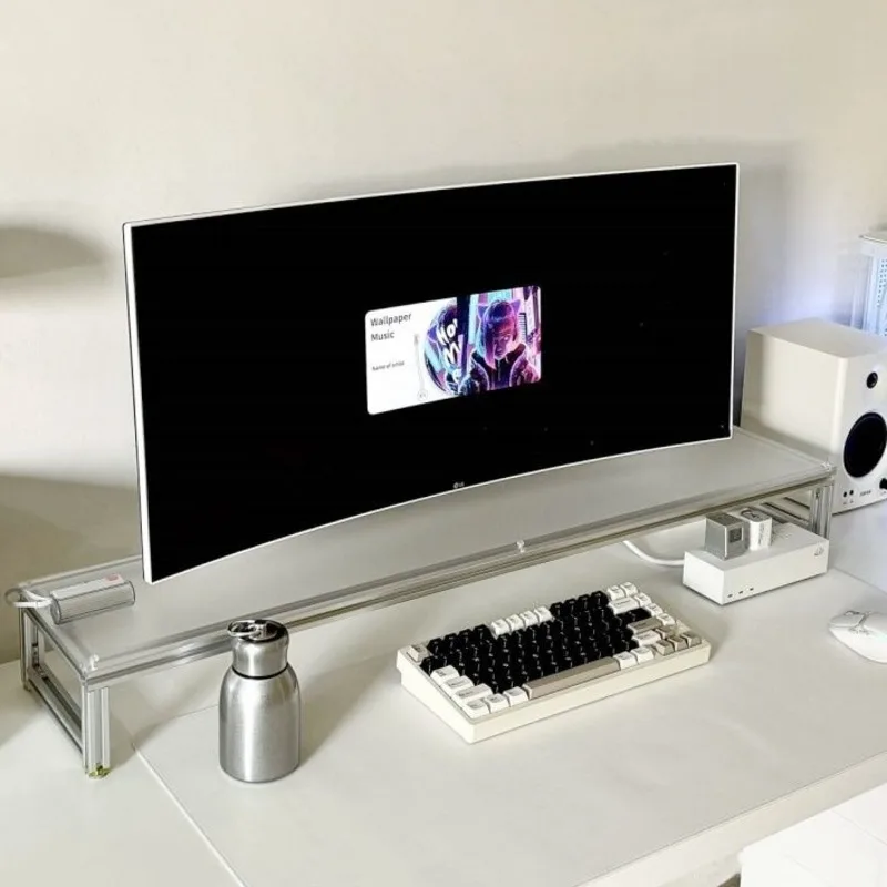 Desk Setup Productivity - アルミニウムモニタースタンドアクリルデスクトップライザーラップトップシェルフオーガナイザー洗練された人間工学に基づいた高さスタンドオフィスデスクセットアップ用