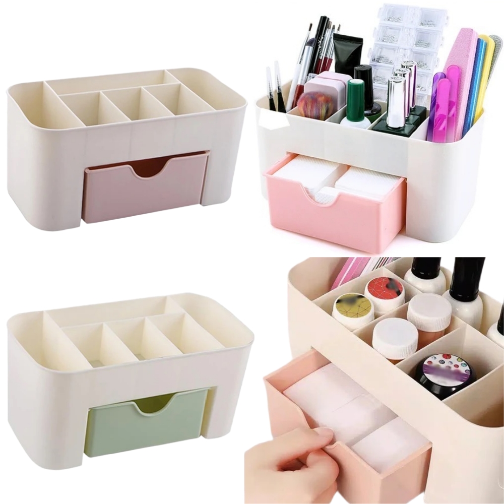 Desk Setup Shelf - ネイルアートオーガナイザーデスクトップ引き出し化粧品収納ボックス化粧ブラシオーガナイザーボックスジュエリー口紅マスクコンパートメント