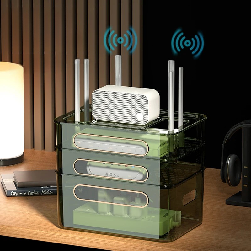 WiFiワイヤレスルーター収納ボックス、デスクトップセットト - Cable Box Organizer のレビューと価格