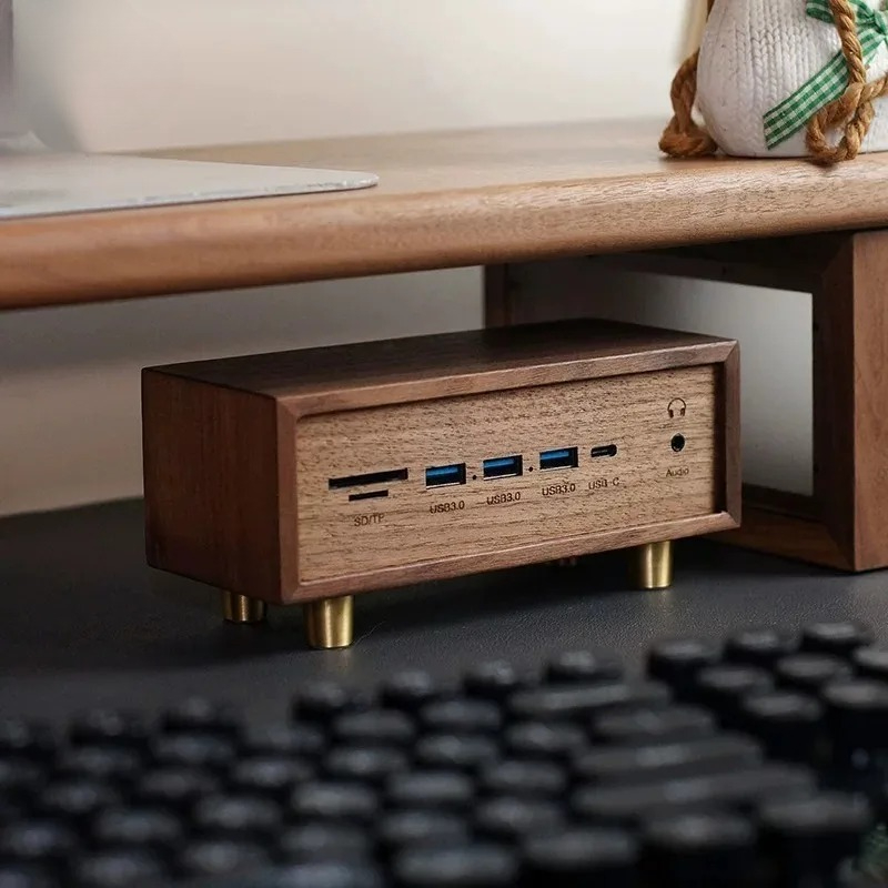 クリエイティブデスクセットアップ 無垢材ブラックウォールナッ - Desk Setup Black And Wood のレビューと価格