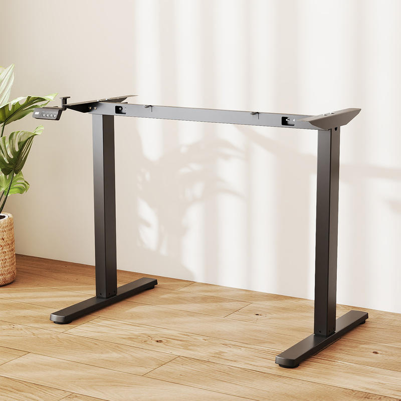 電動スタンディングデスクフレーム、高さ調節可能27.5～45 - Desk Setup Black And Wood のレビューと価格