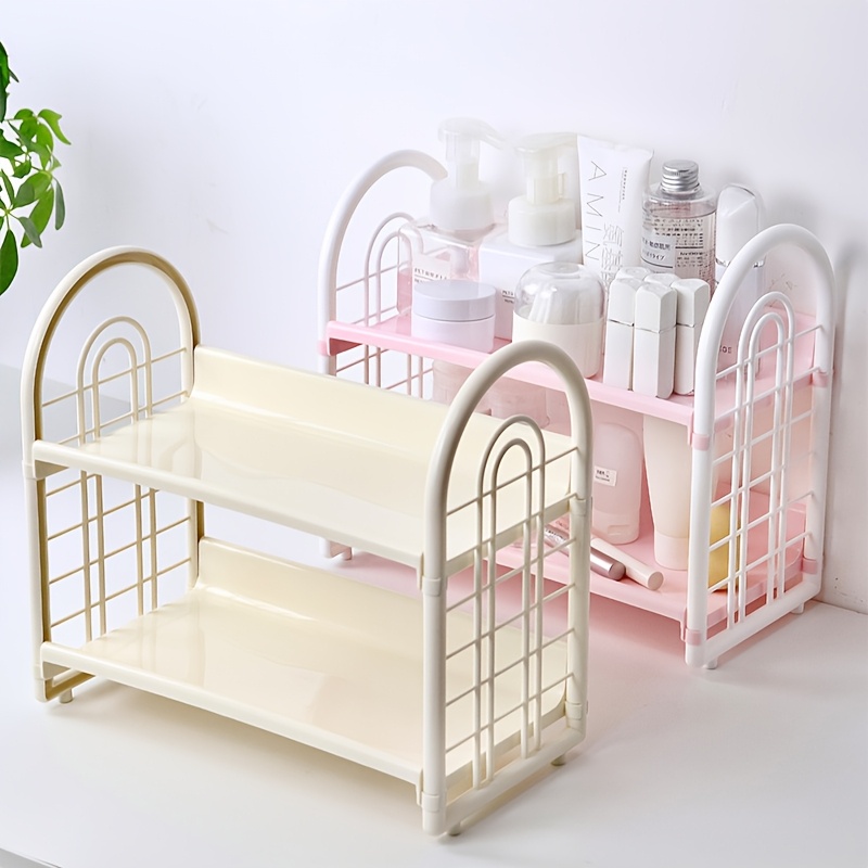 1個の二重層多機能プラスチックデスクトップオーガナイザーシェ - Desk Setup Shelf のレビューと価格