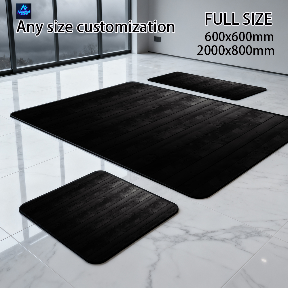 巨大マウスパッド 2000x1000 木製 カスタマイズ可能 - Desk Setup Black And Wood のレビューと価格