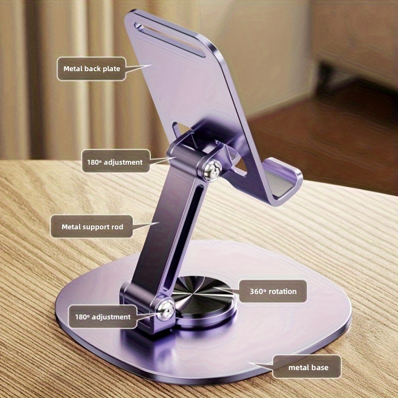 360 °   金属製スマホホルダー、調節可能な折りたたみ式 - Desk Setup Essentials のレビューと価格