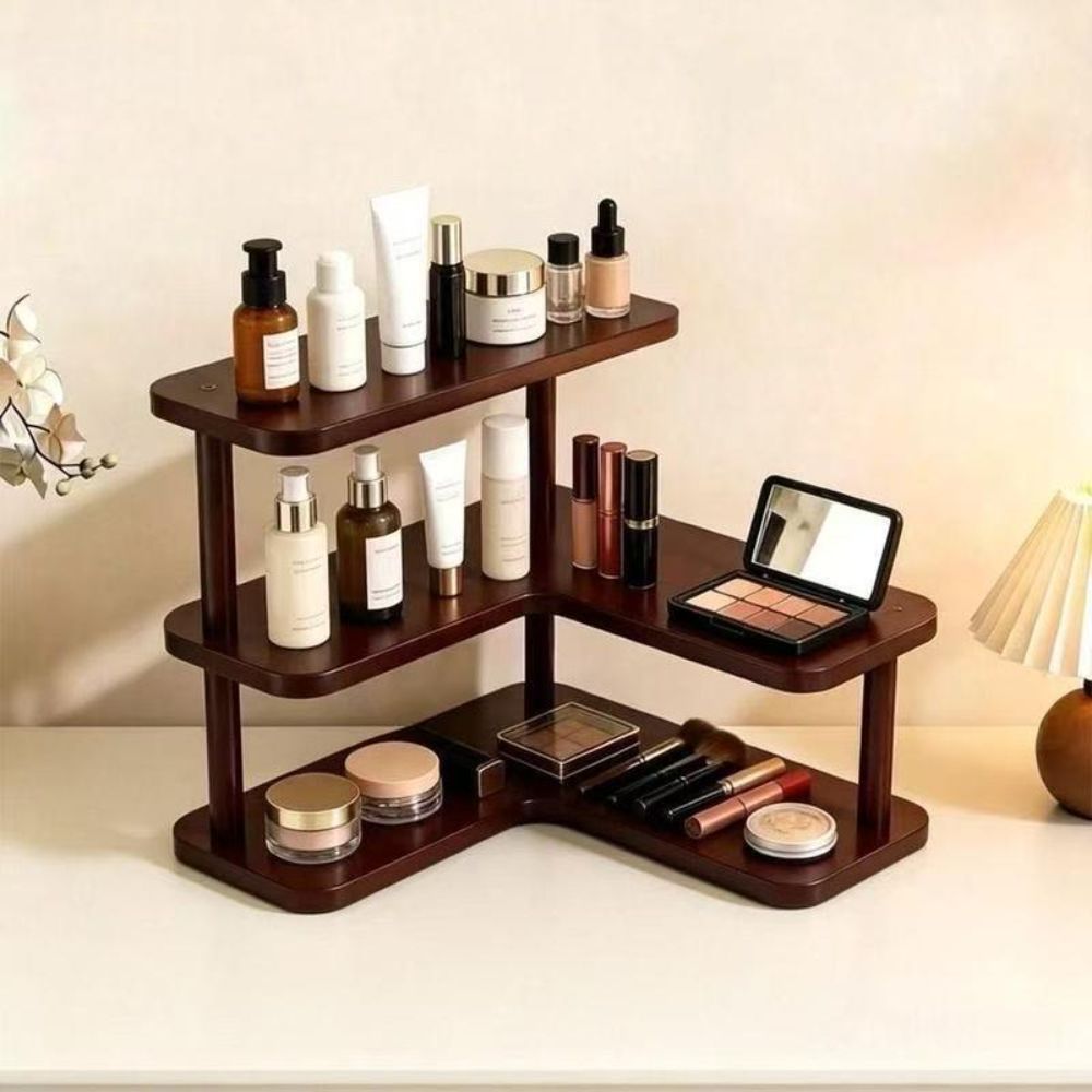 多層コーナーデスクトップシェルフ 木目調仕上げ 段構造 カッ - Desk Setup Shelf のレビューと価格