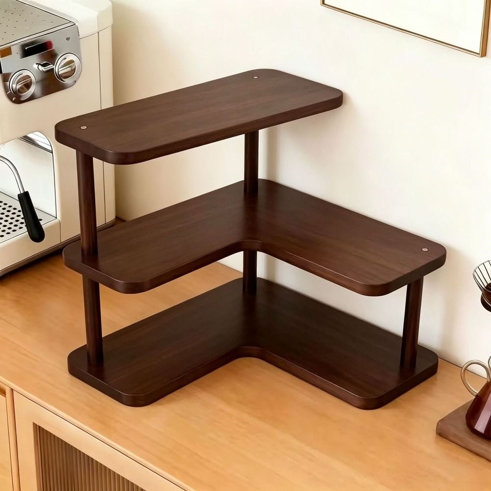 多層コーナーデスクトップシェルフ 木目調仕上げ 段構造 カッ - Desk Setup Shelf のレビューと価格