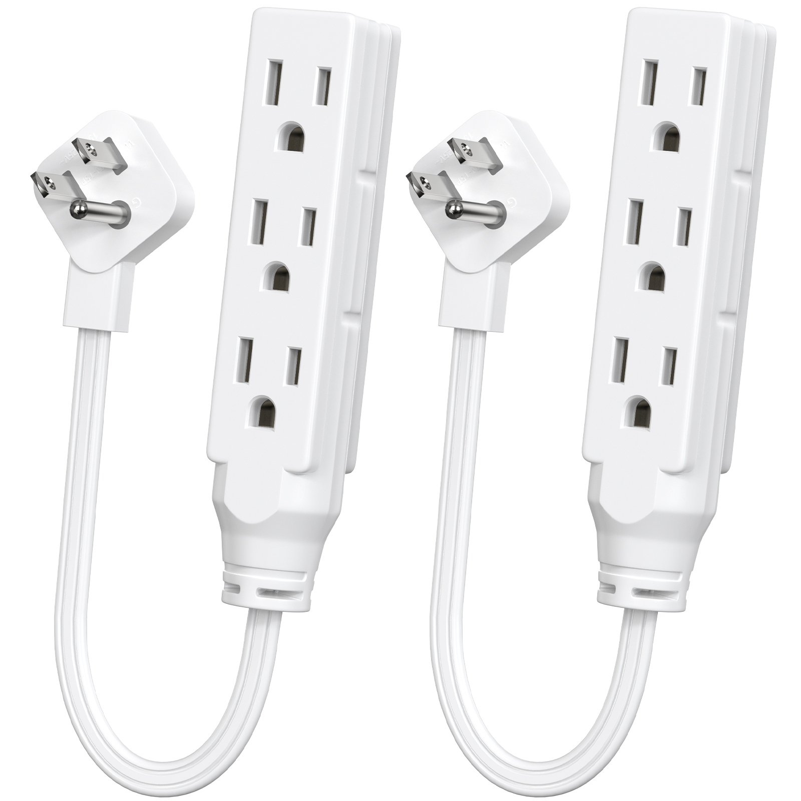 2個入りフラットプラグ3ソケット電源タップ、1875Wハイパ - Power Strip Flat のレビューと価格