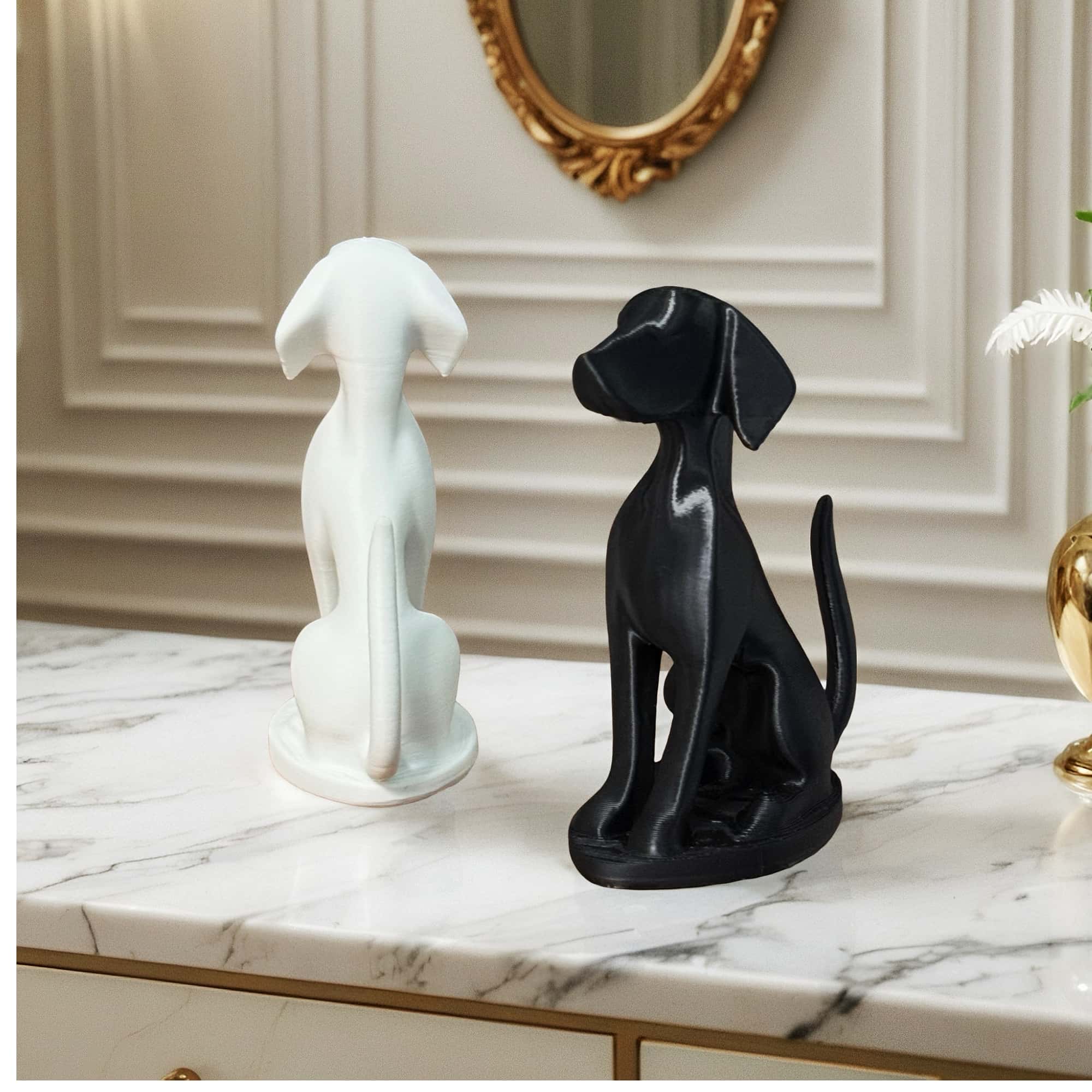抽象的な座っている犬の彫刻、モダンなミニマリスト犬の置物、犬 - Desk Setup Shelf のレビューと価格