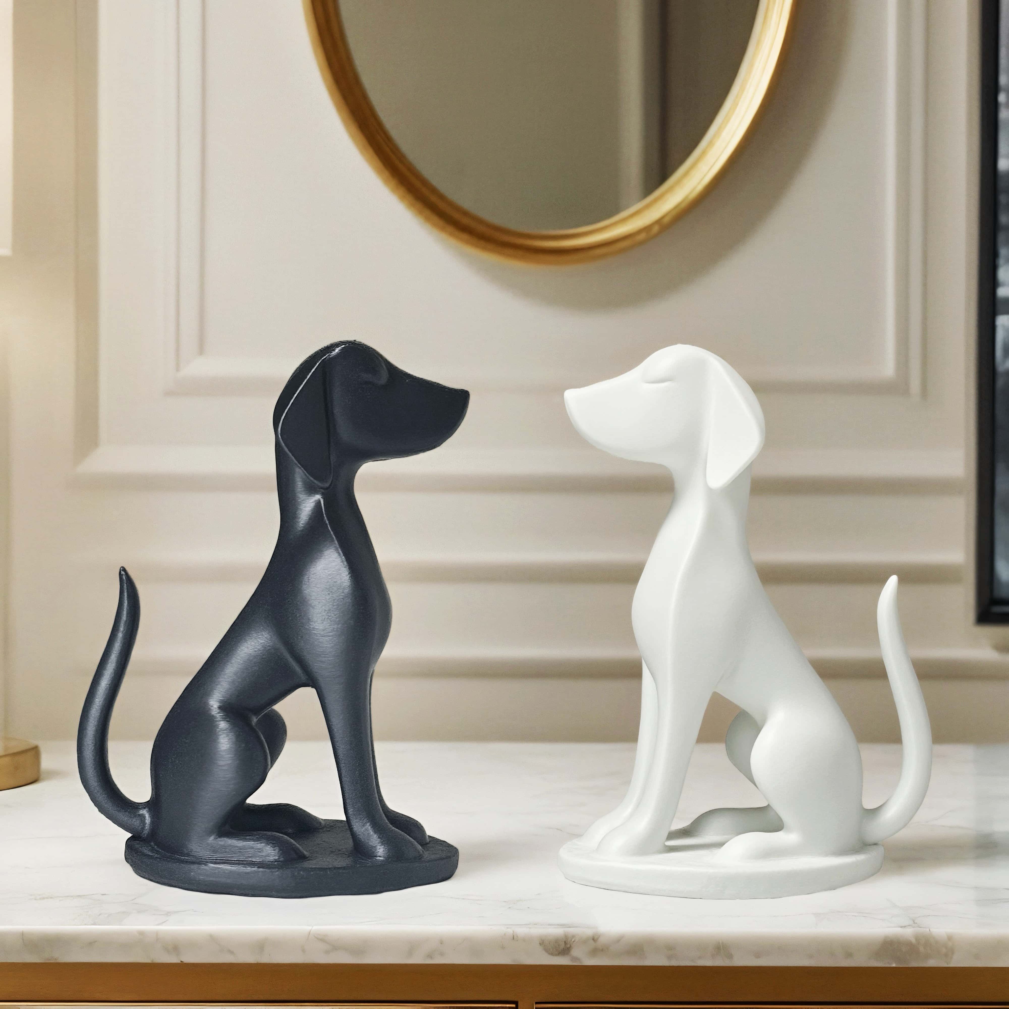 抽象的な座っている犬の彫刻、モダンなミニマリスト犬の置物、犬 - Desk Setup Shelf のレビューと価格
