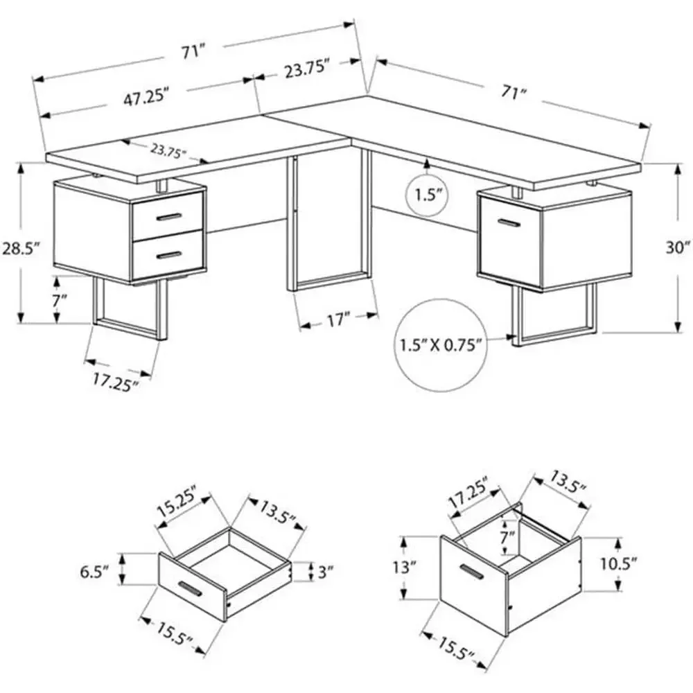 L字型70コンピューターデスク、ホームオフィス用収納付き、右 - Desk Setup Black And Wood のレビューと価格