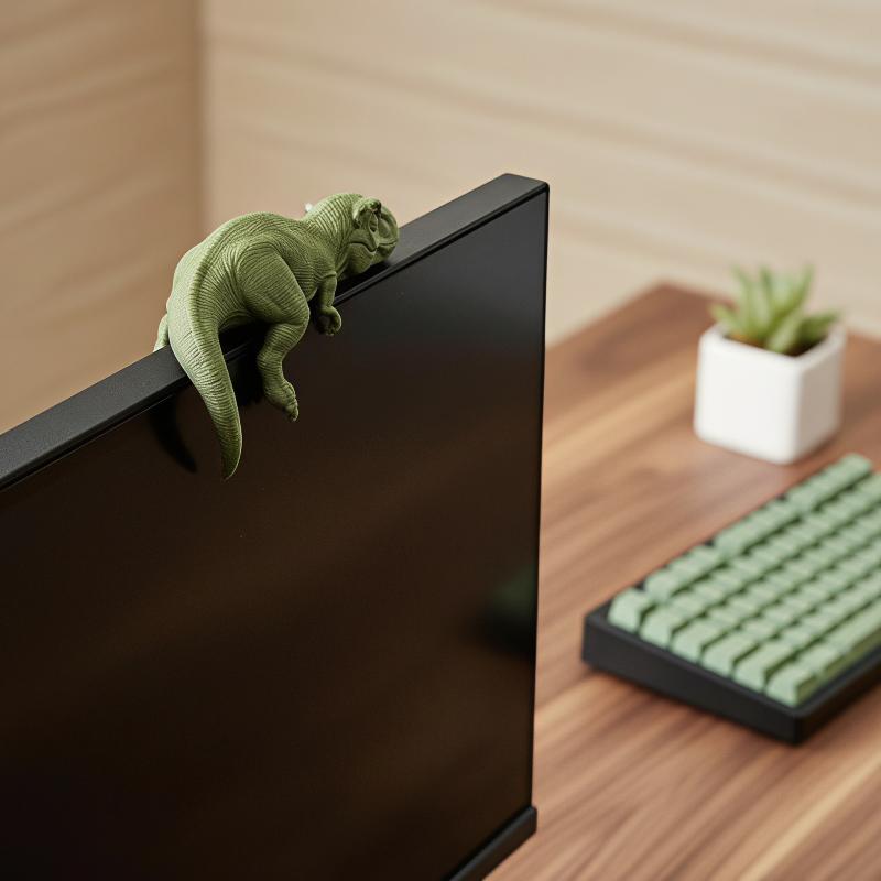 寝ているティラノサウルスレックスのモニターオーナメント、キュ - Desk Setup Gift Ideas のレビューと価格