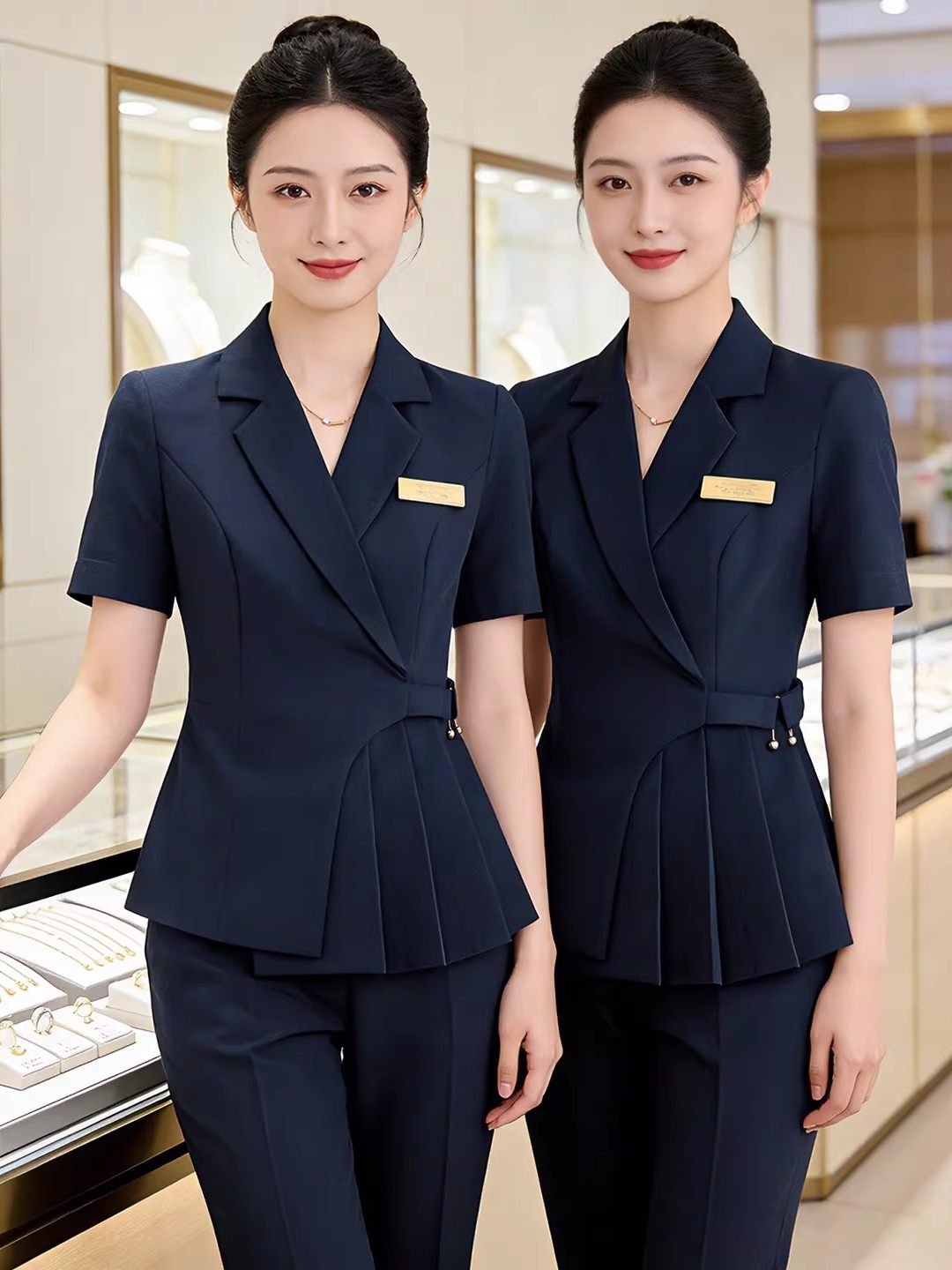 グレーの半袖スーツセット レディース 夏用 薄手 プロフェッ - Jewelry Desk Setup のレビューと価格