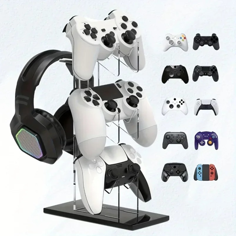 ヘッドセットハンガー付きコントローラーホルダー 3段ゲーム収 - Desk Setup Game のレビューと価格