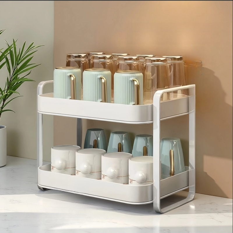 2段カップオーガナイザーラック マグホルダー グラスカップ収 - Desk Setup Shelf のレビューと価格
