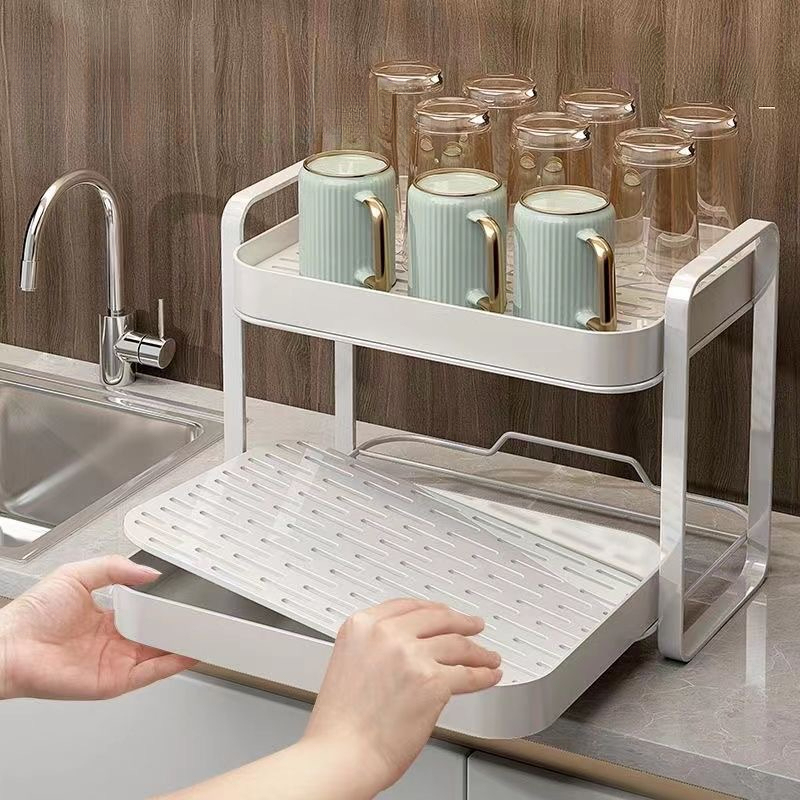 2段カップオーガナイザーラック マグホルダー グラスカップ収 - Desk Setup Shelf のレビューと価格