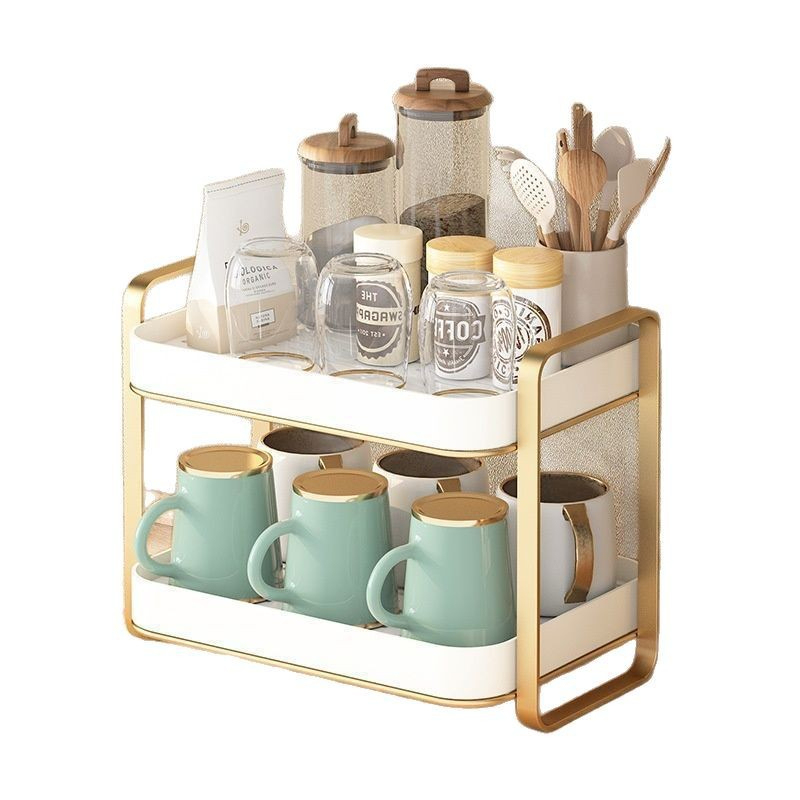 2段カップオーガナイザーラック マグホルダー グラスカップ収 - Desk Setup Shelf のレビューと価格