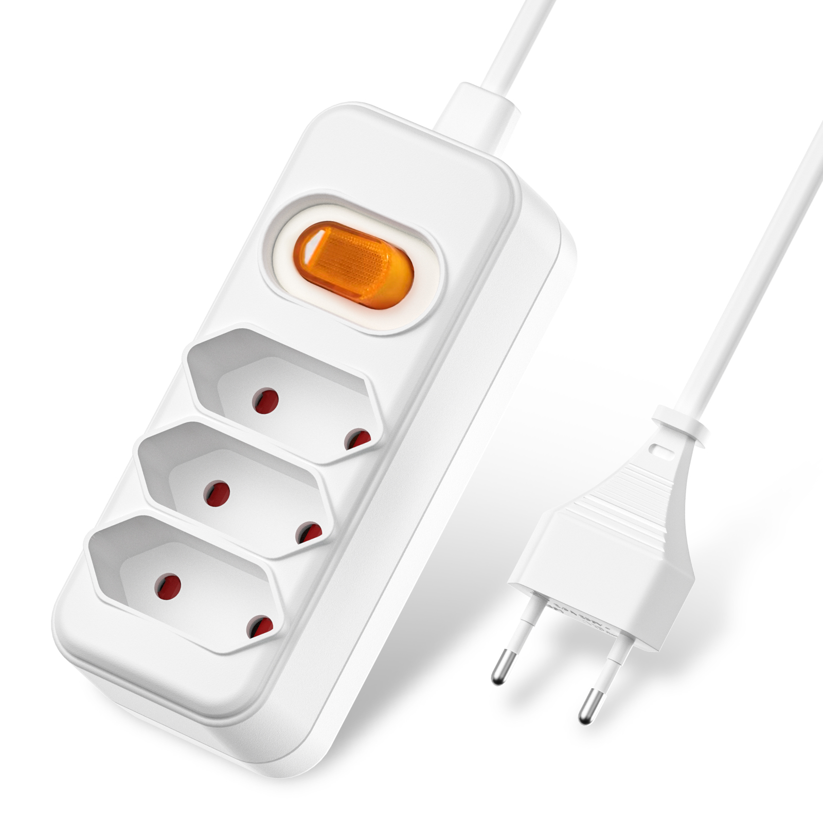 ヨーロッパ EU 2 プロング電源ソケット 2 メートル延長 - Power Strip Flat のレビューと価格