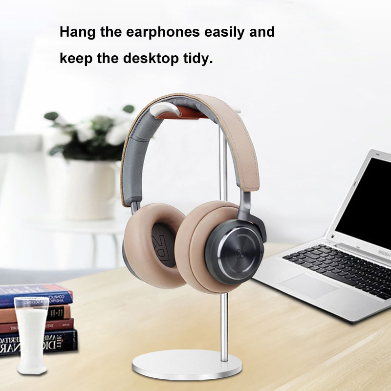 湾曲したアルミニウム製ヘッドフォンスタンドラック頑丈な金属製 - Desk Setup Game のレビューと価格