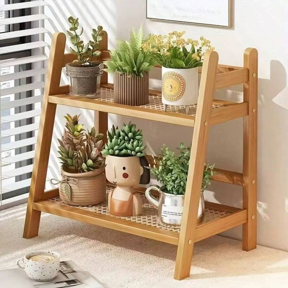 2段式竹製カウンタートップ収納ラック、木製デスクトップオーガ - Desk Setup Shelf のレビューと価格