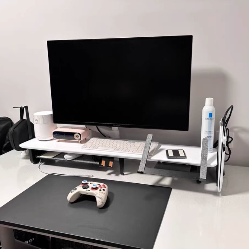 モジュラーモニターライザー スタンド 人間工学に基づいたデス - Desk Setup Black And Wood のレビューと価格