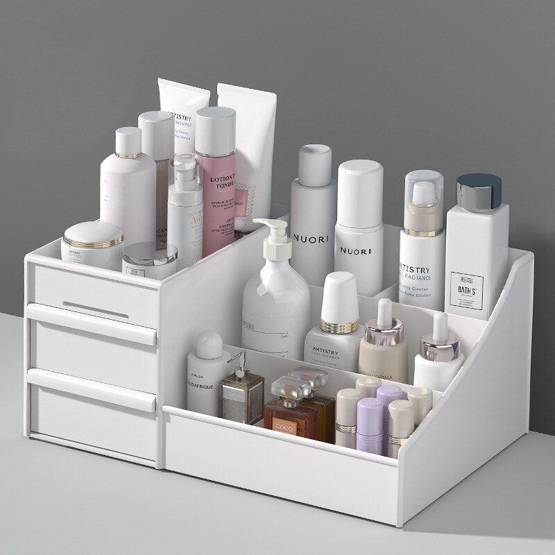 1個入り 白色プラスチック製メイクアップ収納ボックス 引き出 - Desk Setup Shelf のレビューと価格