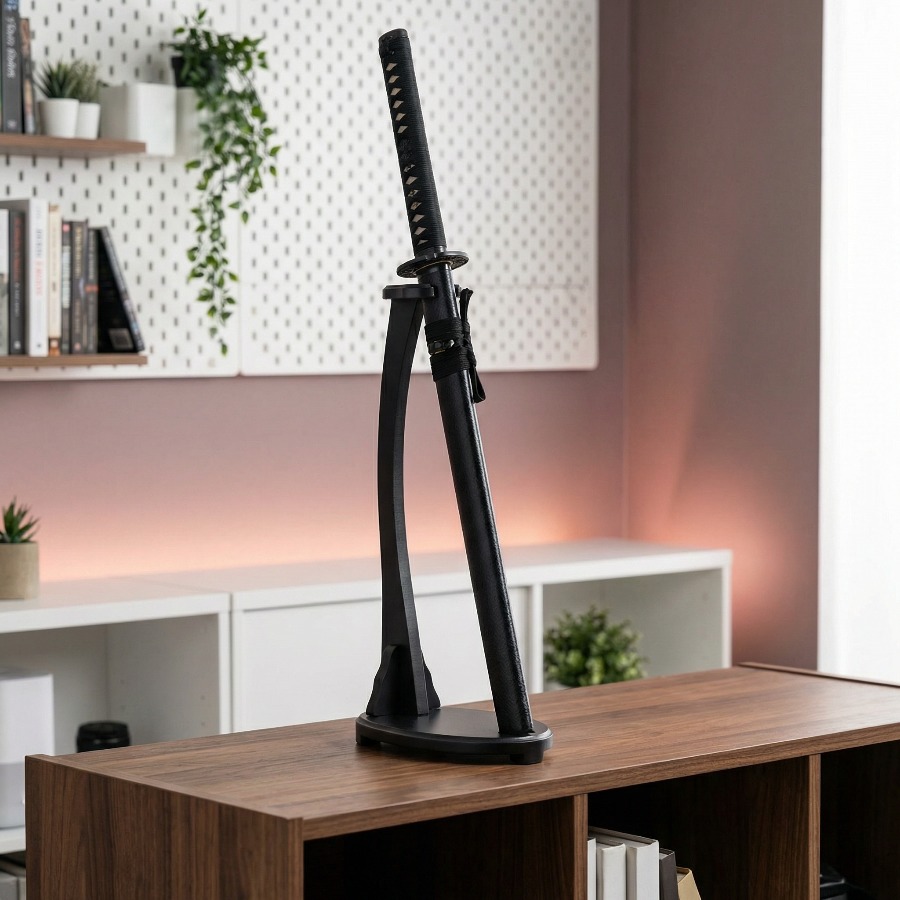 垂直刀スタンド剣棚サポートサーベルディスプレイラック単層デス - Desk Setup Shelf のレビューと価格