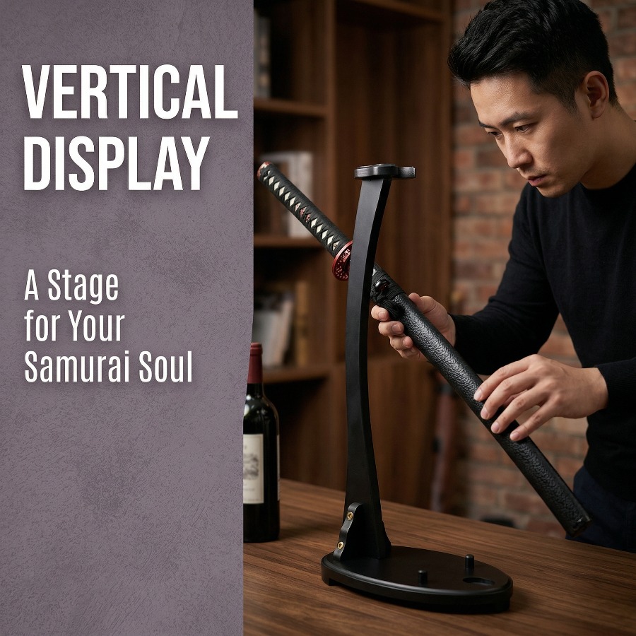 垂直刀スタンド剣棚サポートサーベルディスプレイラック単層デス - Desk Setup Shelf のレビューと価格