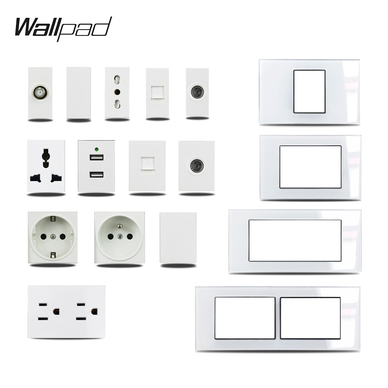 米国イタリアタイプdiy白ガラスパネル衛星テレビデータusb - Power Strip Flat のレビューと価格