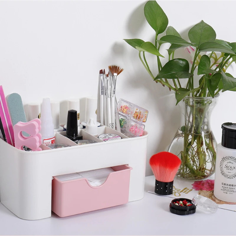 ネイルアートオーガナイザーデスクトップ引き出し化粧品収納ボッ - Desk Setup Shelf のレビューと価格