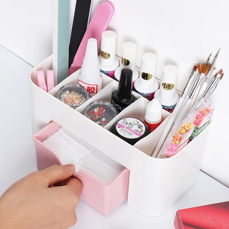 ネイルアートオーガナイザーデスクトップ引き出し化粧品収納ボッ - Desk Setup Shelf のレビューと価格